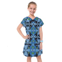 Rare Excotic Blue Flowers In The Forest Of Calm And Peace Kids  Drop Waist Dress by pepitasart