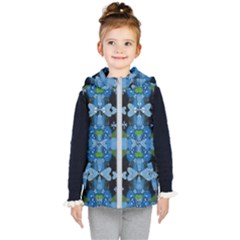 Rare Excotic Blue Flowers In The Forest Of Calm And Peace Kids  Hooded Puffer Vest by pepitasart