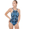 Rare Excotic Blue Flowers In The Forest Of Calm And Peace High Neck One Piece Swimsuit View1