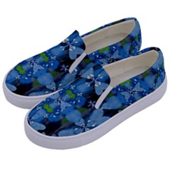 Rare Excotic Blue Flowers In The Forest Of Calm And Peace Kids  Canvas Slip Ons by pepitasart