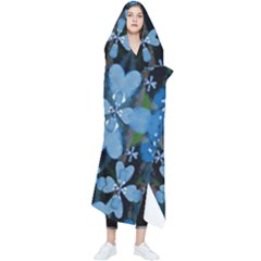 Rare Excotic Blue Flowers In The Forest Of Calm And Peace Wearable Blanket by pepitasart