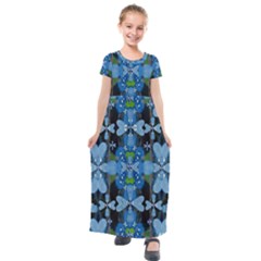 Rare Excotic Blue Flowers In The Forest Of Calm And Peace Kids  Short Sleeve Maxi Dress by pepitasart