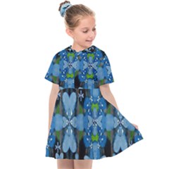 Rare Excotic Blue Flowers In The Forest Of Calm And Peace Kids  Sailor Dress by pepitasart