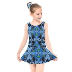 Rare Excotic Blue Flowers In The Forest Of Calm And Peace Kids  Skater Dress Swimsuit by pepitasart