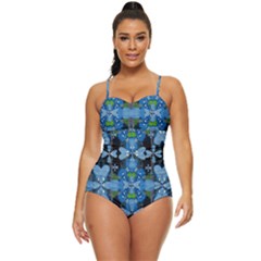 Rare Excotic Blue Flowers In The Forest Of Calm And Peace Retro Full Coverage Swimsuit by pepitasart