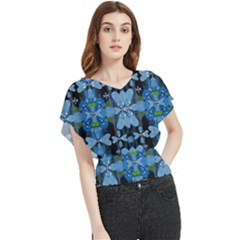 Rare Excotic Blue Flowers In The Forest Of Calm And Peace Butterfly Chiffon Blouse