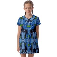 Rare Excotic Blue Flowers In The Forest Of Calm And Peace Kids  Asymmetric Collar Dress by pepitasart