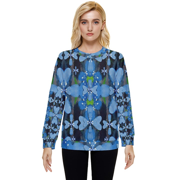 Rare Excotic Blue Flowers In The Forest Of Calm And Peace Hidden Pocket Sweatshirt