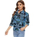 Rare Excotic Blue Flowers In The Forest Of Calm And Peace Women s Quarter Sleeve Pocket Shirt View3