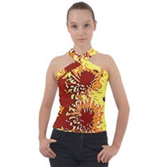 Sunflowers Cross Neck Velour Top by 3cl3ctix