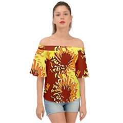 Sunflowers Off Shoulder Short Sleeve Top by 3cl3ctix