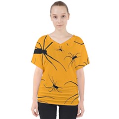 Scary Long Leg Spiders V-neck Dolman Drape Top by SomethingForEveryone