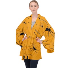 Scary Long Leg Spiders Long Sleeve Velvet Kimono  by SomethingForEveryone