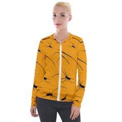 Scary Long Leg Spiders Velvet Zip Up Jacket by SomethingForEveryone