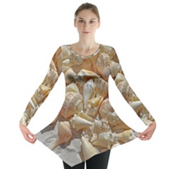 Sea-shells Bg Long Sleeve Tunic  by SomethingForEveryone