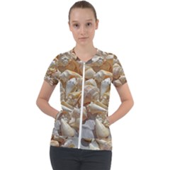 Sea-shells Bg Short Sleeve Zip Up Jacket by SomethingForEveryone