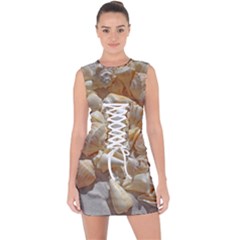 Sea-shells Bg Lace Up Front Bodycon Dress by SomethingForEveryone