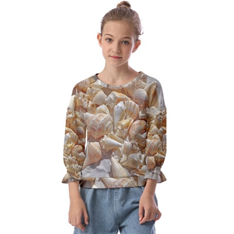 Sea-shells Bg Kids  Cuff Sleeve Top by SomethingForEveryone