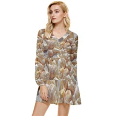 Sea-shells Bg Tiered Long Sleeve Mini Dress by SomethingForEveryone