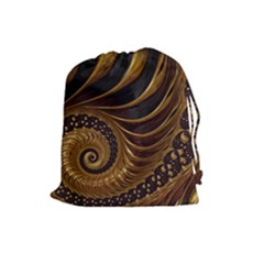 Shell Fractal In Brown Drawstring Pouch (large) by SomethingForEveryone