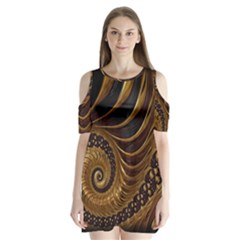 Shell Fractal In Brown Shoulder Cutout Velvet One Piece by SomethingForEveryone