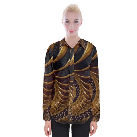 Shell Fractal In Brown Womens Long Sleeve Shirt by SomethingForEveryone