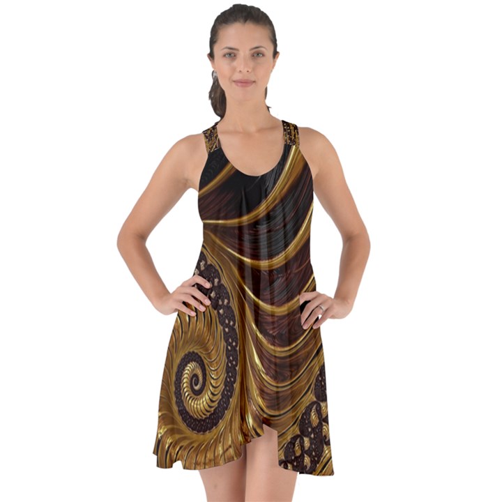 Shell Fractal In Brown Show Some Back Chiffon Dress