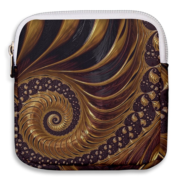 Shell Fractal In Brown Mini Square Pouch