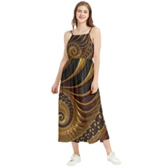 Shell Fractal In Brown Boho Sleeveless Summer Dress by SomethingForEveryone