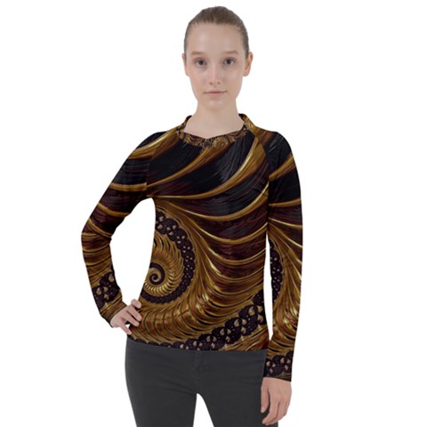 Shell Fractal In Brown Women s Pique Long Sleeve Tee by SomethingForEveryone