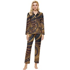 Shell Fractal In Brown Womens  Long Sleeve Velvet Pocket Pajamas Set by SomethingForEveryone