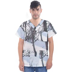 Winter Forest Men s V-neck Scrub Top