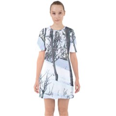 Winter Forest Sixties Short Sleeve Mini Dress