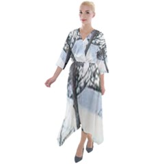 Winter Forest Quarter Sleeve Wrap Front Maxi Dress