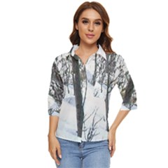 Winter Forest Women s Quarter Sleeve Pocket Shirt