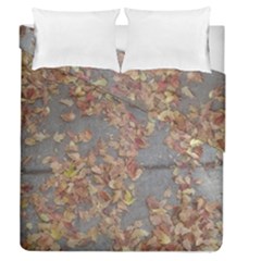 Sidewalk Leaves Duvet Cover Double Side (queen Size)