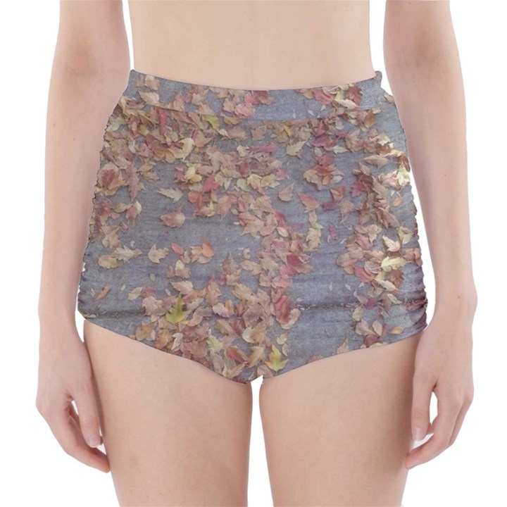 Sidewalk Leaves High-Waisted Bikini Bottoms