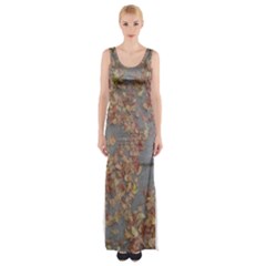 Sidewalk Leaves Thigh Split Maxi Dress