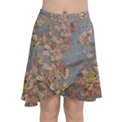 Sidewalk Leaves Chiffon Wrap Front Skirt