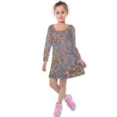 Sidewalk Leaves Kids  Long Sleeve Velvet Dress