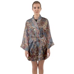 Sidewalk Leaves Long Sleeve Satin Kimono