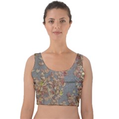 Sidewalk Leaves Velvet Crop Top