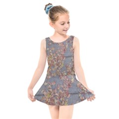 Sidewalk Leaves Kids  Skater Dress Swimsuit