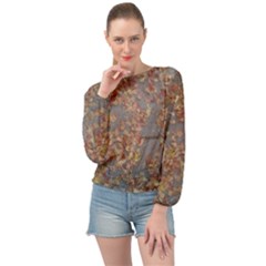 Sidewalk Leaves Banded Bottom Chiffon Top