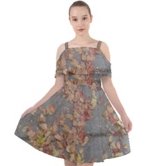 Sidewalk Leaves Cut Out Shoulders Chiffon Dress