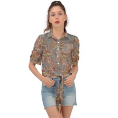 Sidewalk Leaves Tie Front Shirt 