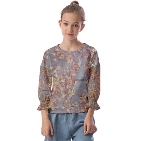 Sidewalk Leaves Kids  Cuff Sleeve Top by SomethingForEveryone