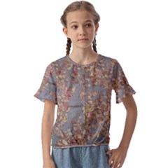 Sidewalk Leaves Kids  Cuff Sleeve Scrunch Bottom Tee