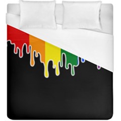 Gay Pride Flag Rainbow Drip On Black Blank Black For Designs Duvet Cover (king Size) by VernenInk