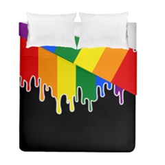 Gay Pride Flag Rainbow Drip On Black Blank Black For Designs Duvet Cover Double Side (full/ Double Size) by VernenInk